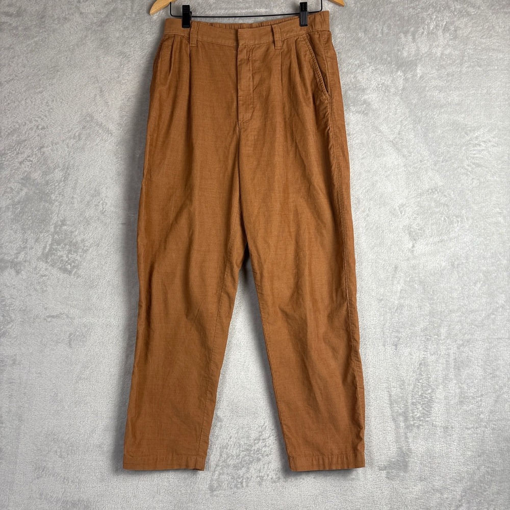 Gap Womens‎ Pleated Tapered Corduroy Pants Brown Size 10 High Rise Cozy 90s